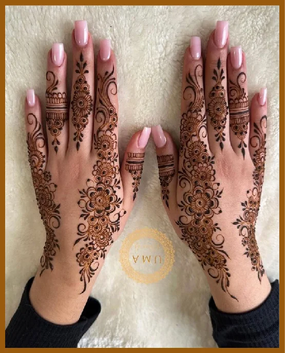 Stylish Aesthetic Mehndi With Rose Petals